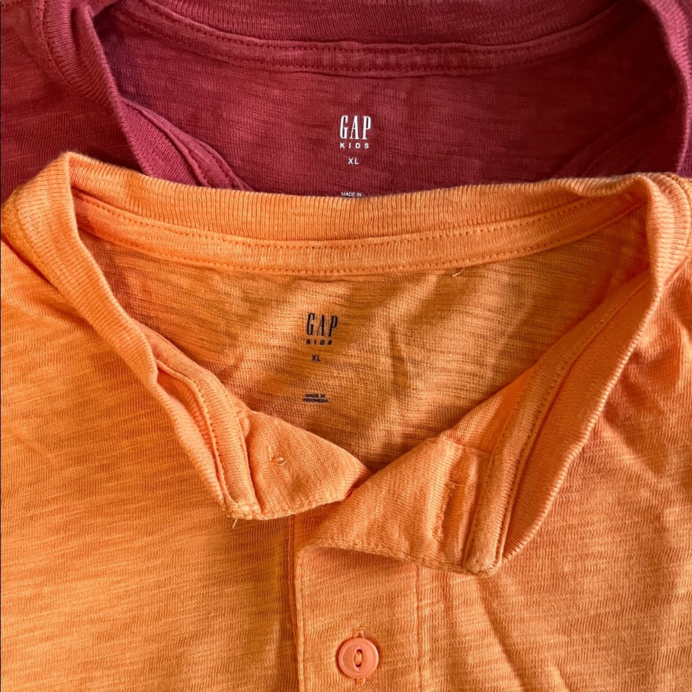GAP Kids' Red and Orange Henley Tees - Picture 2 of 4
